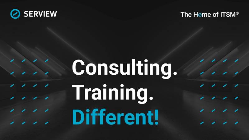 Gut zu Wissen allgemeine SERVIEW Grafik mit Consulting. Training. Different! Claim